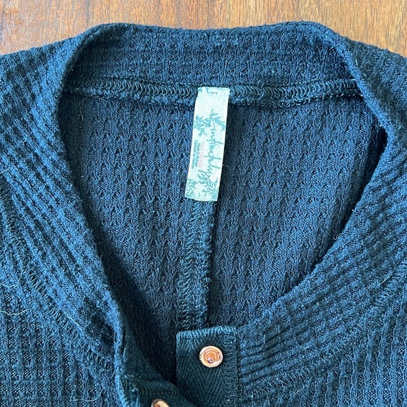 FP Movement Black Waffle Button Top - Picture 2 of 4